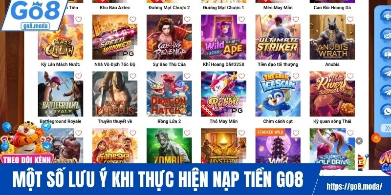 Một số lưu ý khi thực hiện nạp tiền GO8